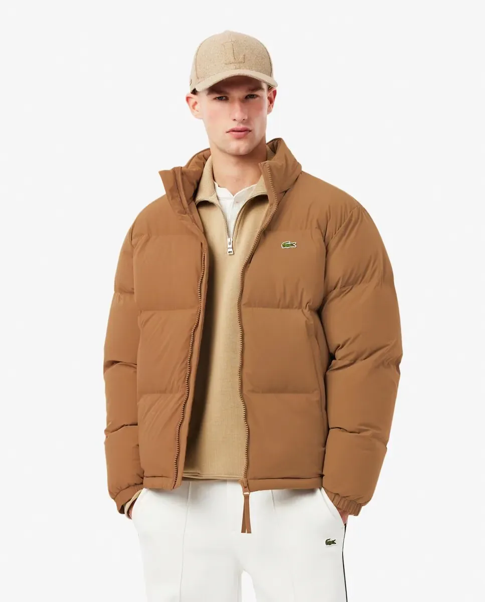 Мужская стеганая куртка с водоотталкивающим капюшоном Lacoste, светло-коричневый