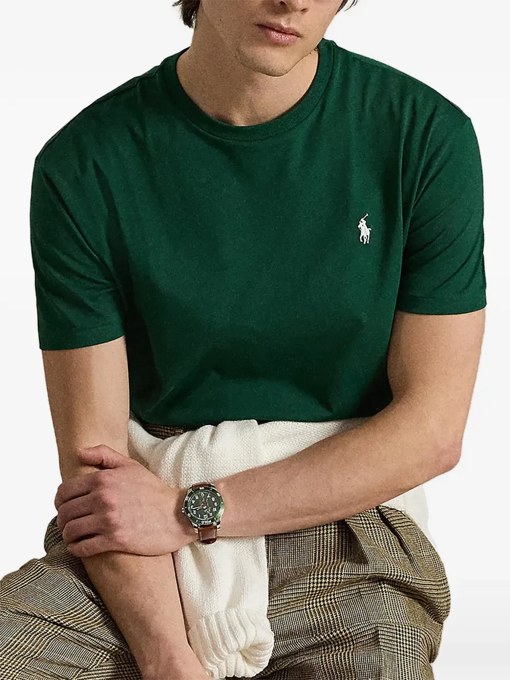 Футболка приталенного кроя с вышивкой Polo Ralph Lauren, зеленый — фото 3