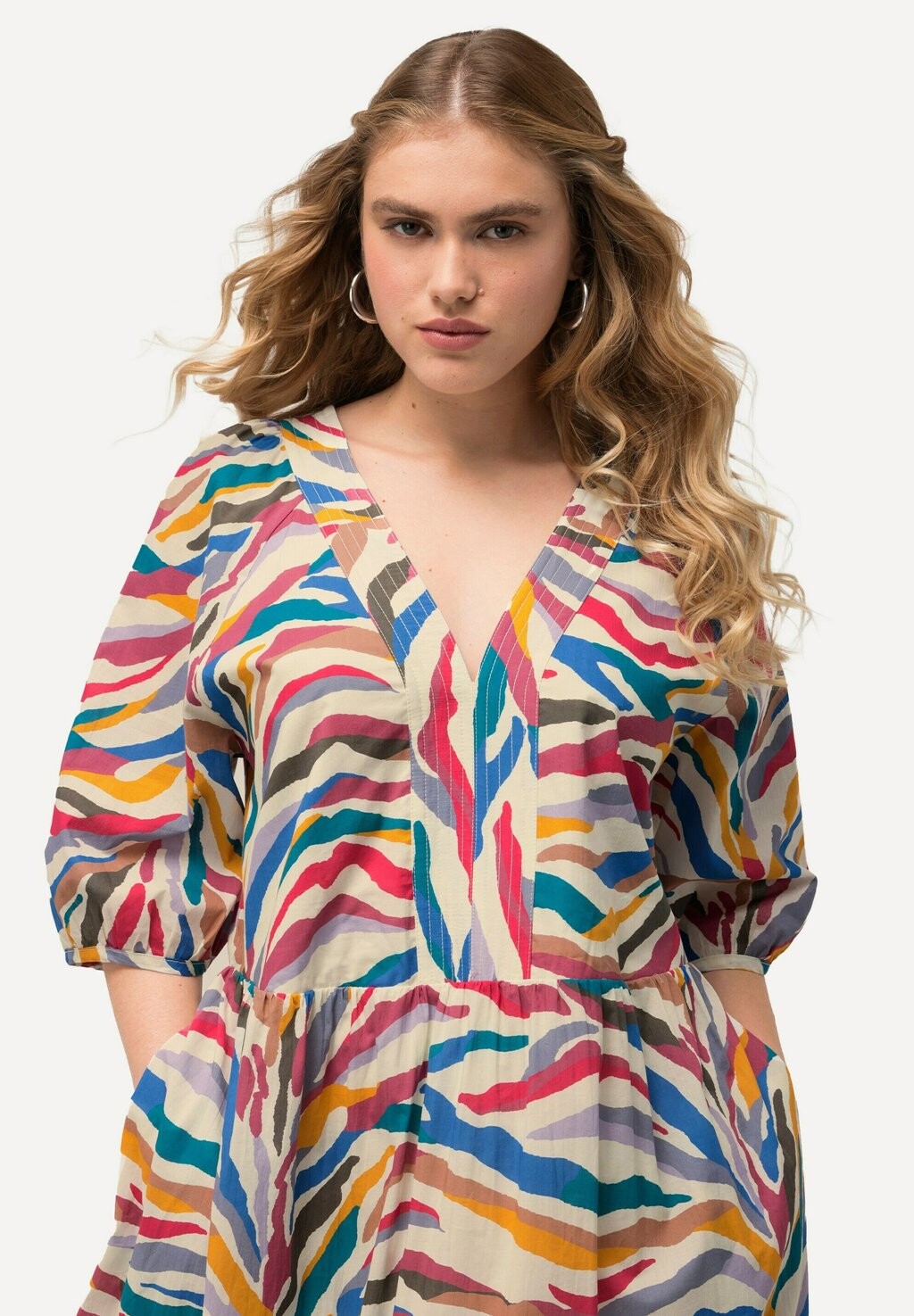 

Повседневное платье ZEBRA PRINT BALLOON SLEEVE Ulla Popken, кремовый