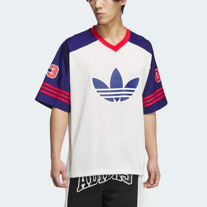 Adidas Originals Футболка с принтом логотипа бело-синяя — фото 3