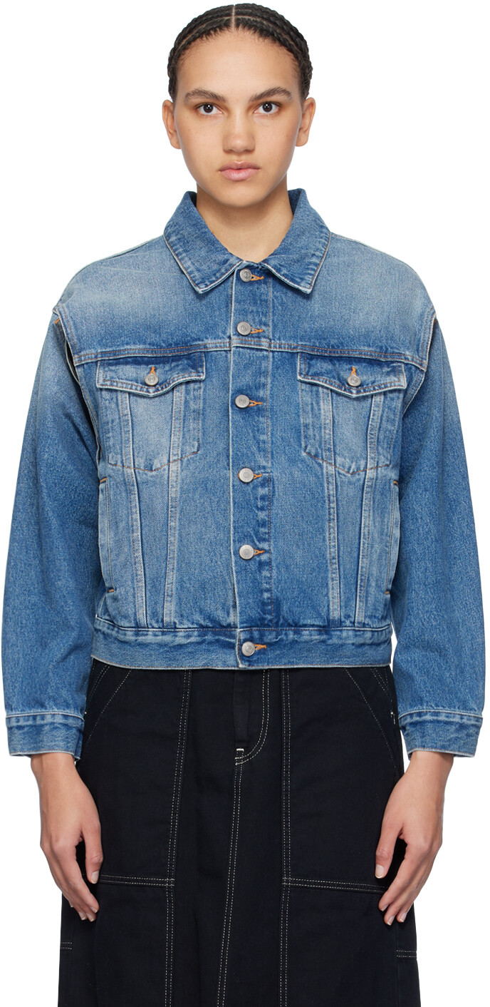 

Синяя джинсовая куртка с вырезом Mm6 Maison Margiela