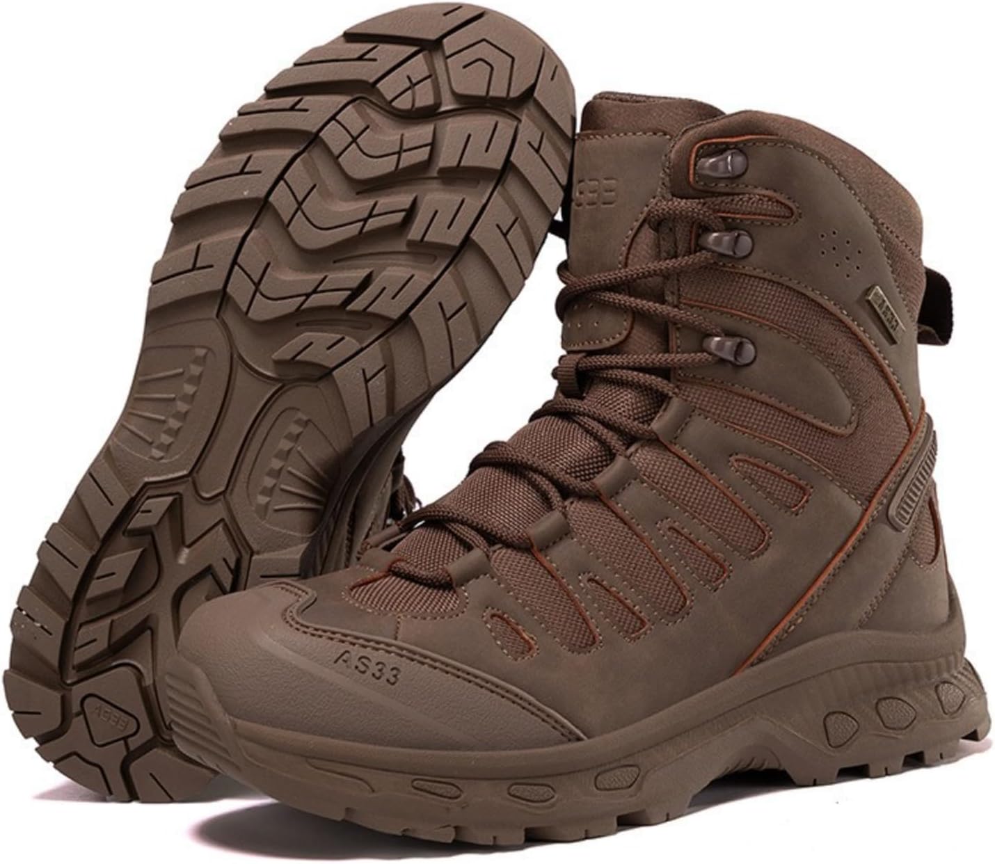 

Мужские тактические военные ботинки с верхом из кожи и сетки, шнуровкой, легкие, прочные, с усилленным задником, немаркой подошвой с отличным сцеплением для походов, восхождений, боевых и активного отдыха на улице Qklmwes, коричневый