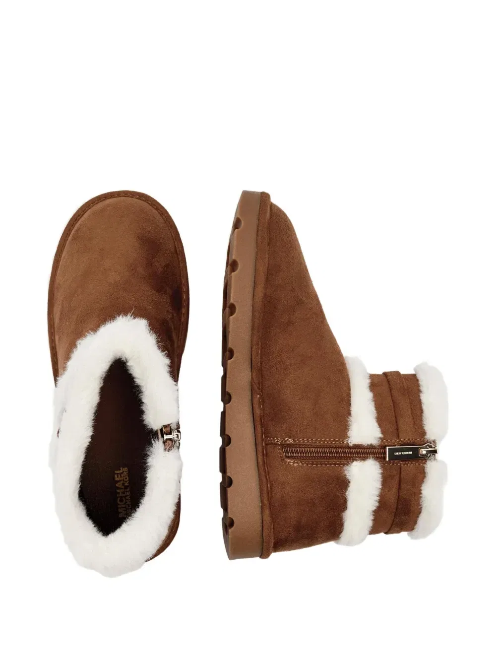 Ботильоны с меховой отделкой Michael Kors Kids, коричневый — фото 3
