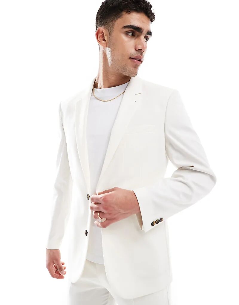 

Тонкий пиджак ASOS DESIGN цвета экрю