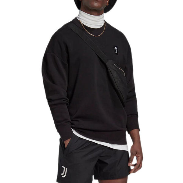 Толстовка Men's adidas Juventus FW22 Pattern Printing Loose Round Neck Pullover Soccer/Football Black, черный — фото 4