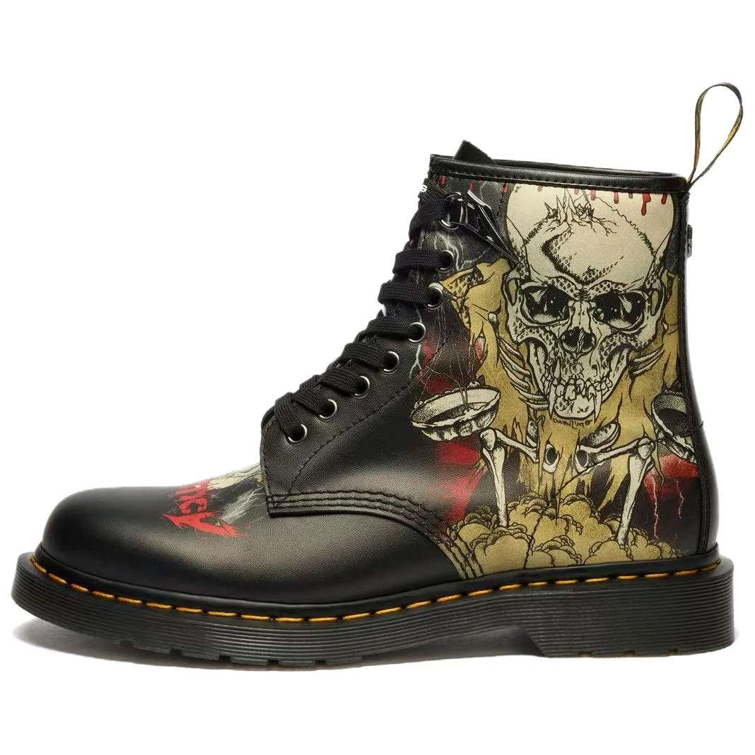 Dr.Martens Metallical x 1460 Skull Lightening Cow Leather Short Combat Boots Unisex Black