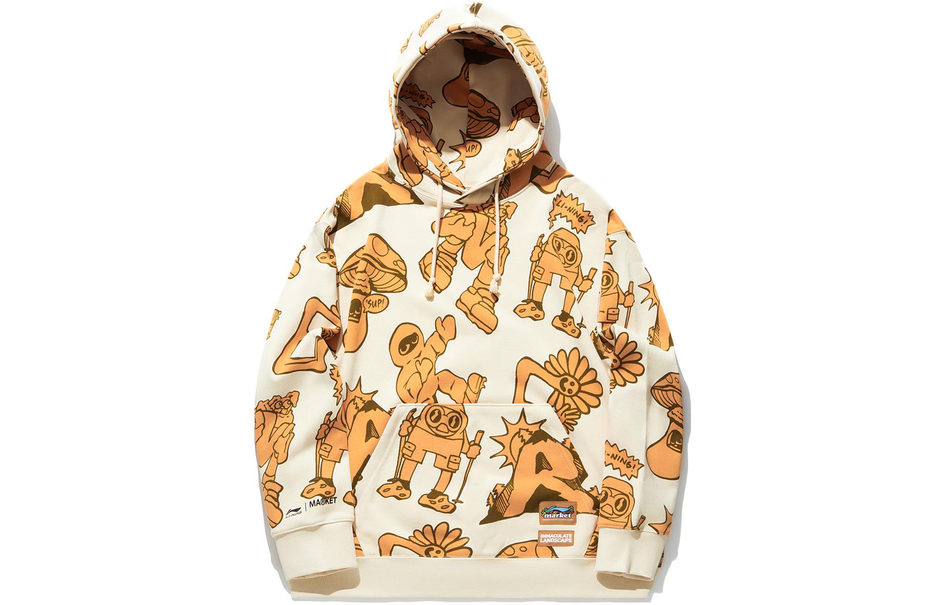 

Толстовка Li Ning X MARKET совместная серия, мужская, цвет cloud apricot, принт по всей поверхности LiNing, лаванда