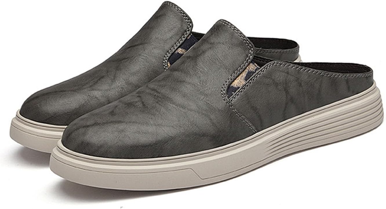 

Мужские кожаные туфли-мюли без шнурков Bhdjk, серый