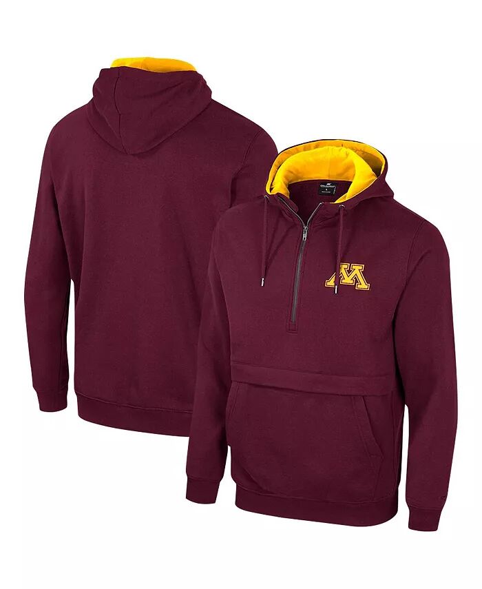 

Мужская темно-бордовая толстовка с капюшоном Minnesota Golden Gophers с полумолнией Colosseum