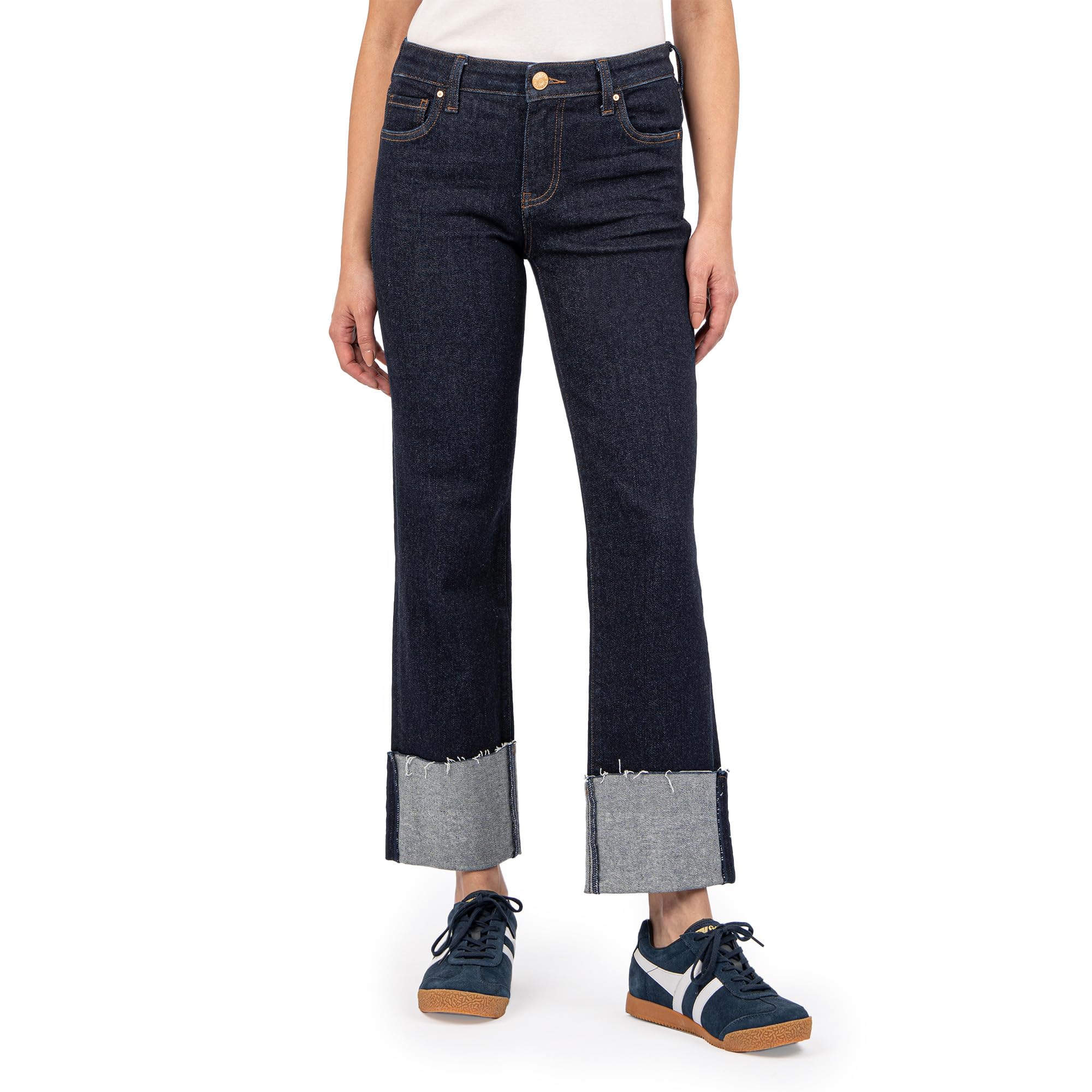 

Джинсы KUT from the Kloth FAY HIGH RISE FAB AB STRAIGHT LEG-ROLL UP RAW HEM, цвет KINDLED