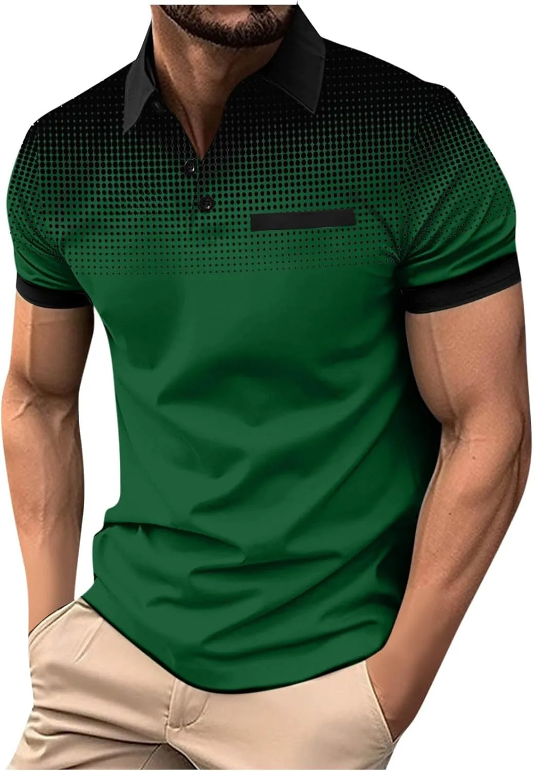 

Мужская поло с коротким рукавом Casual Ombre с нагрудным карманом FZYLQY