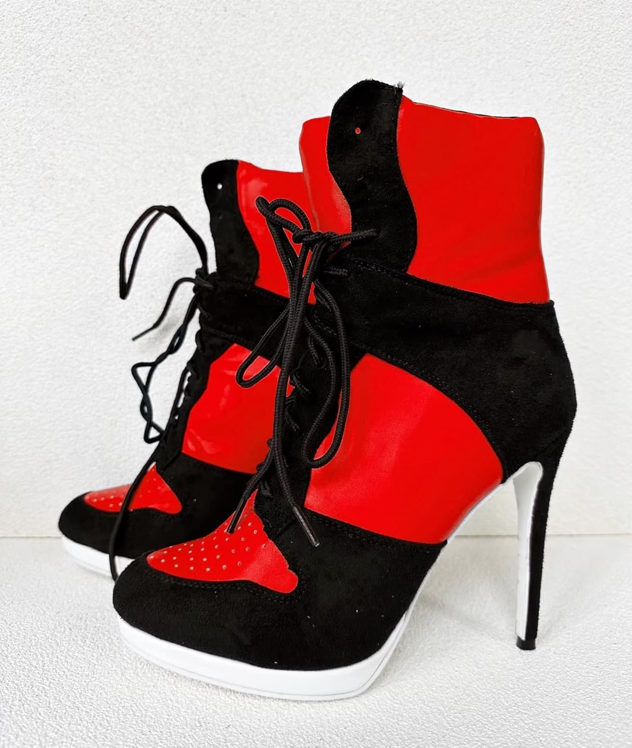 Ботильоны Frankie Hsu Stiletto Sport с высокой шпилькой для баскетбола, черные замшевые классические белые кроссовки-бутсы, дизайнерская обувь больших размеров для женщин и мужчин — фото 3