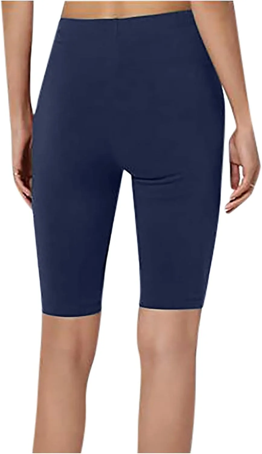 Женские спортивные леггинсы Elastic High Waist Cropped Pant Solid Color Capris Comfortable Stretch Workout Yoga Pants — фото 4