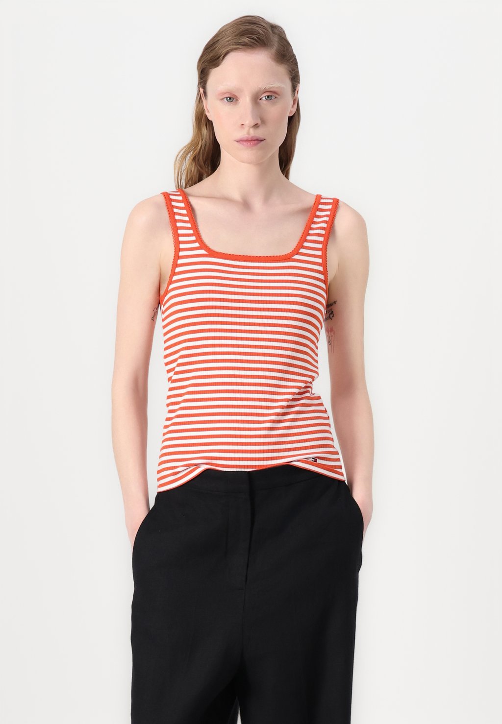 Топ SLIM SQUARE TANK Tommy Hilfiger, оранжевый — фото 4