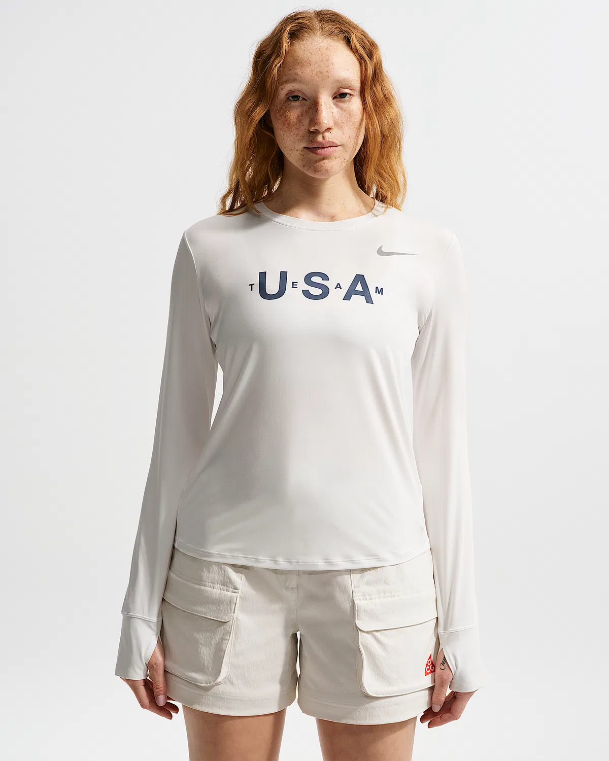 Женская длинная футболка Dri-FIT Nike Team USA One, Summit White