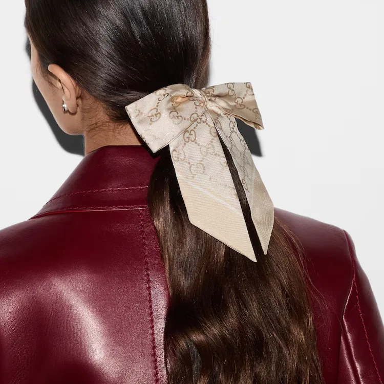 Аксессуар для волос GUCCI Original Design Silk Brown — фото 2