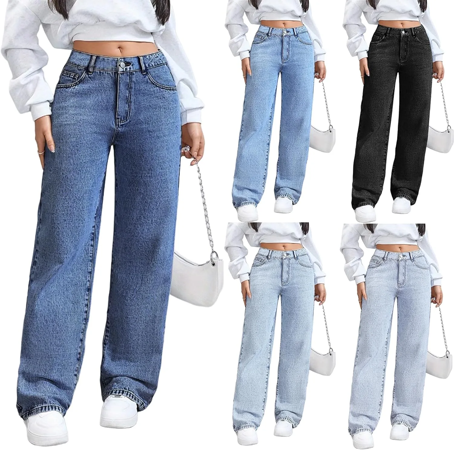 

Женские джинсы wide leg с высокой посадкой и эластичным поясом moolBeko