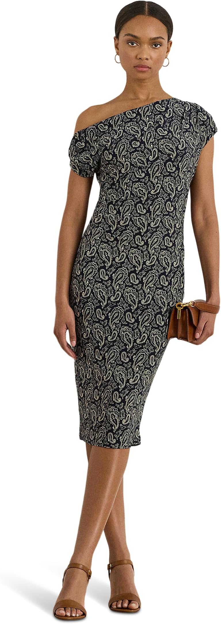 

Платье Lauren Ralph Lauren Paisley Jersey Off-The-Shoulder Dress, цвет Blue/Cream