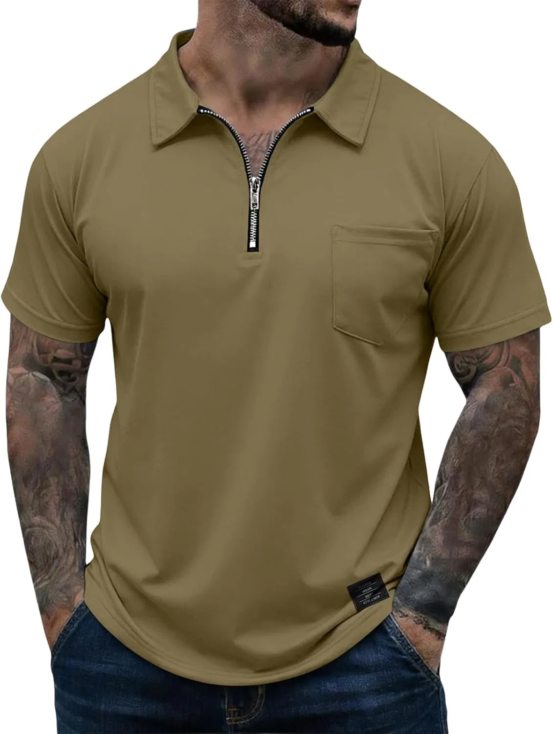 Поло с коротким рукавом, влагоотводящее, Generic, Y004-khaki