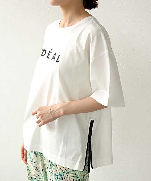 

Футболка с логотипом и боковой молнией Jines, белый