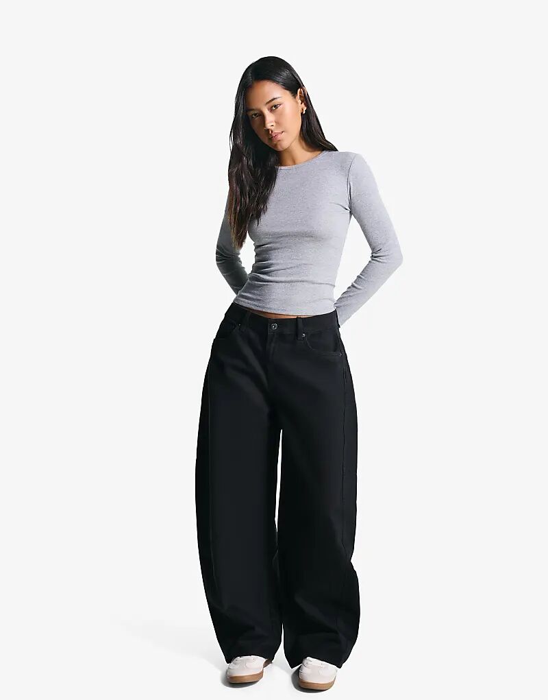 

Длинный топ Bershka серого цвета