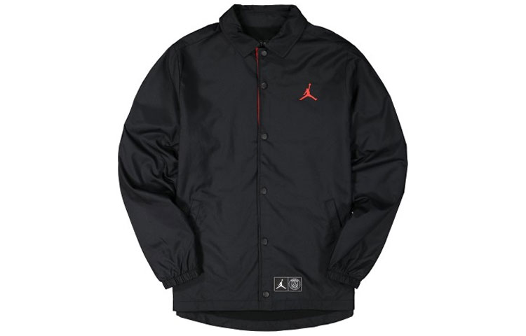 PSG LOGO Coach Jacket ×Paris Saint Germain Куртки мужские Jordan, черный — фото 3