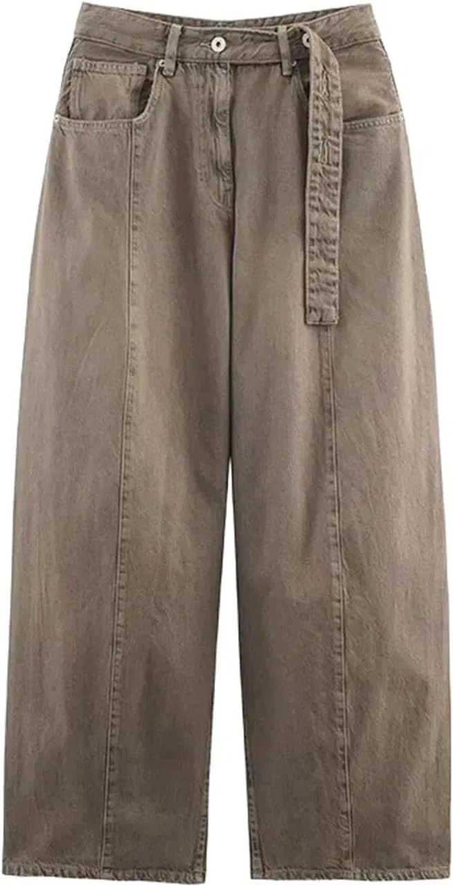 Джинсы свободные, коричневые, Brown