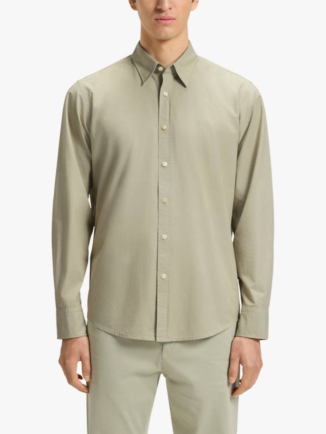 

BOSS Regular Fit рубашка из крашеной поплиновой хлопковой ткани HUGO BOSS, Open Green