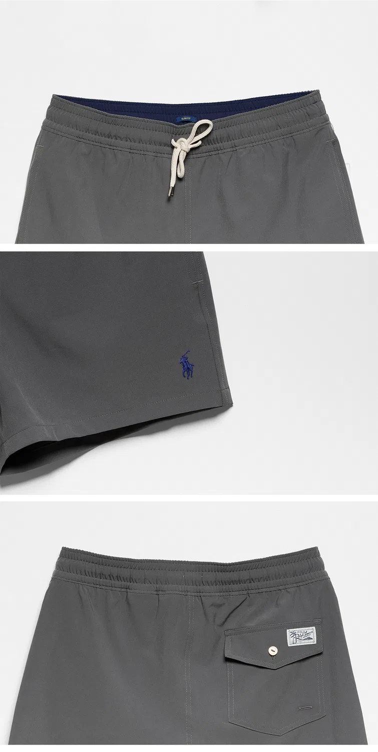 Мужские плавательные шорты Traveler Slim Fit длиной 11.4 см серого цвета от Polo Ralph Lauren — фото 4