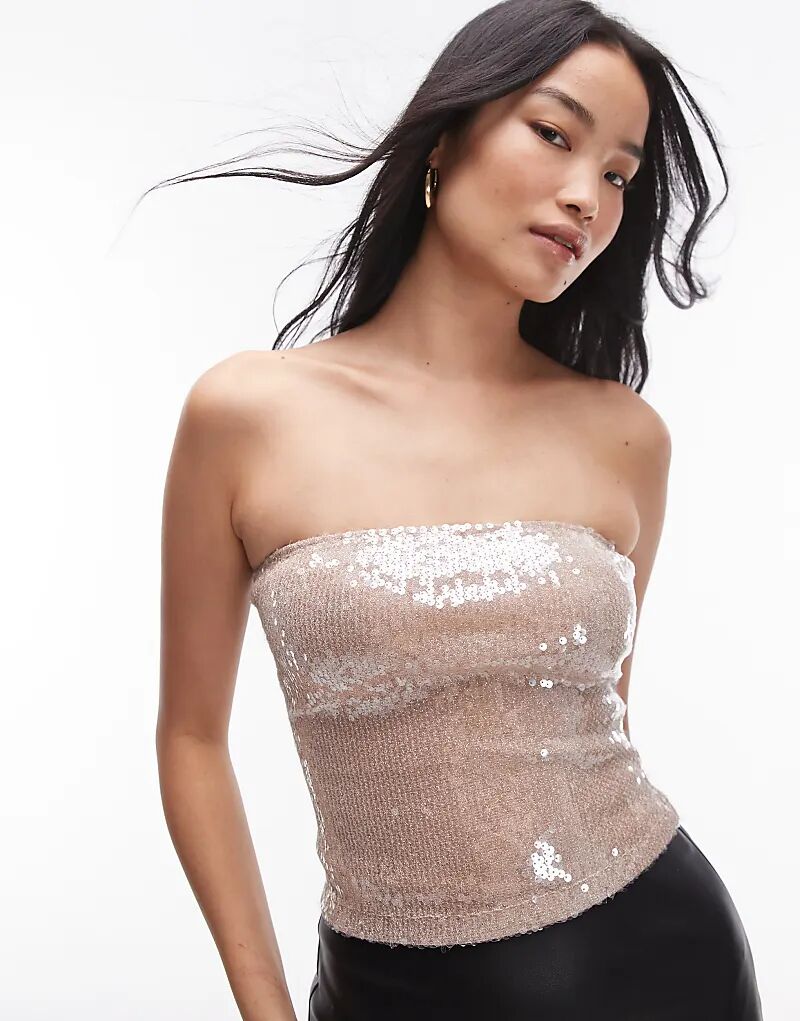 

Бандо с пайетками розового цвета Topshop