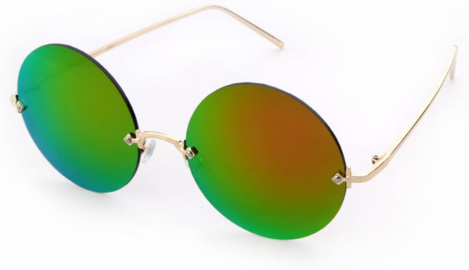 

2027 Модные женские солнцезащитные очки без оправы с круглыми линзами, металлические, модные, с отражающей пленкой, мужские солнцезащитные очки, очки-комбинезон MTZJH, C5 Green