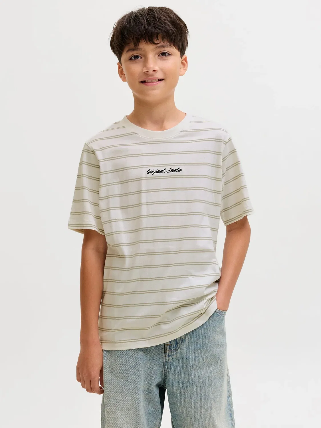 Футболка полосатая JACK & JONES Junior, seagrass — фото 3