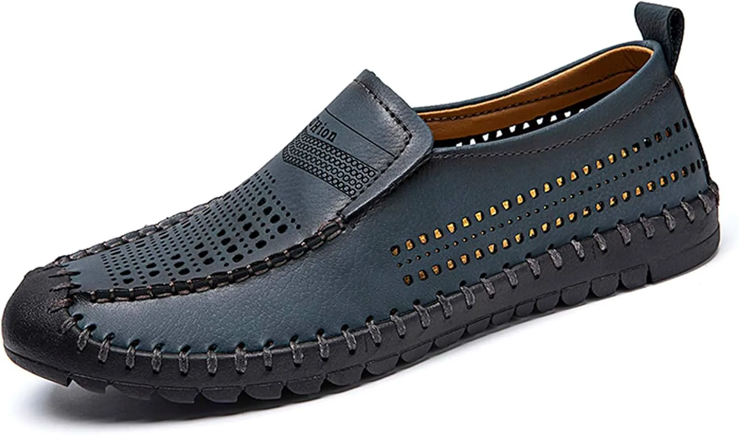 

Мужские дышащие прогулочные туфли Комфортные повседневные кожаные туфли Легкие мокасины Ретро деловые офисные туфли С вырезами повседневные кожаные туфли Для активного отдыха, пеших прогулок и вождения DZBAJRQM, синий