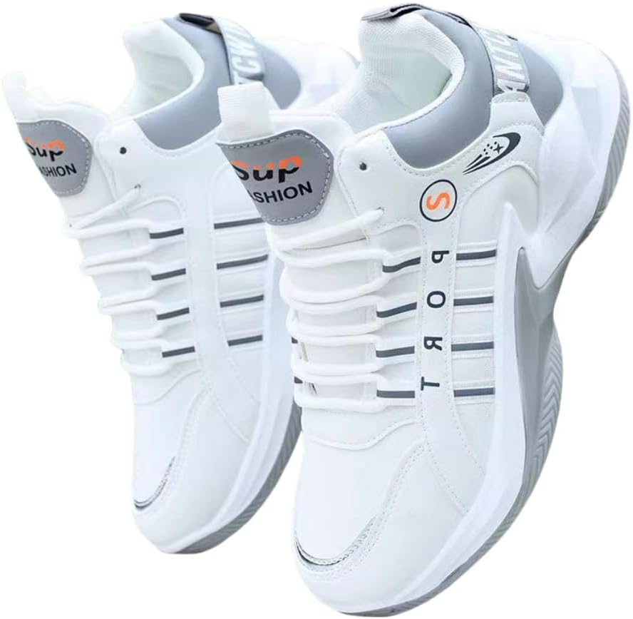 

Мужские кроссовки Hhhchpm с шнуровкой, спортивная обувь, поглощающая удары и дышащая обувь для бега, баскетбола и тренировок в зале, белый/серый