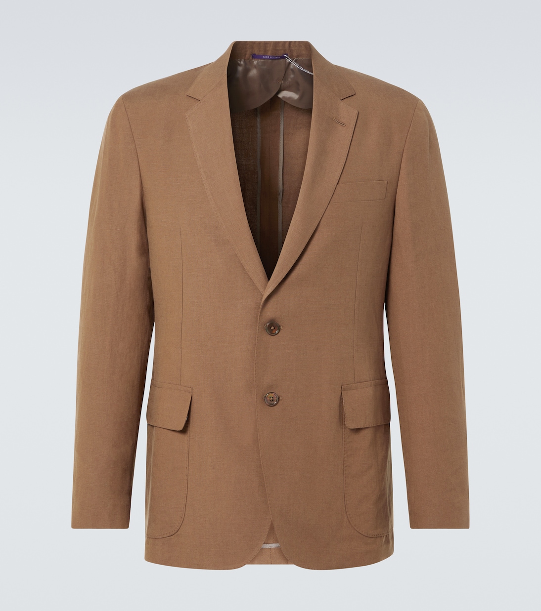 

Однобортный блейзер из шелка и льна Ralph Lauren Purple Label, Espresso