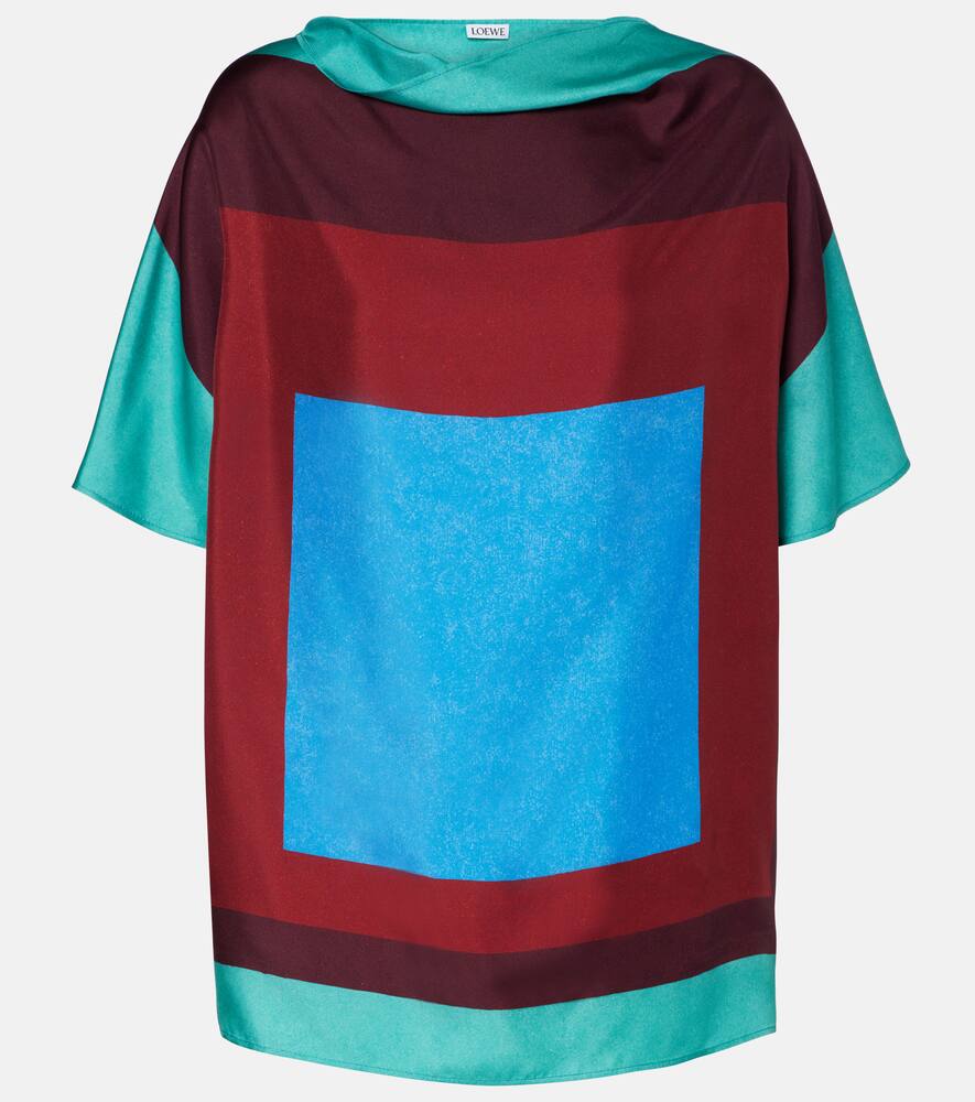 

Шелковая атласная блузка Loewe, Green/Red/Multicolor