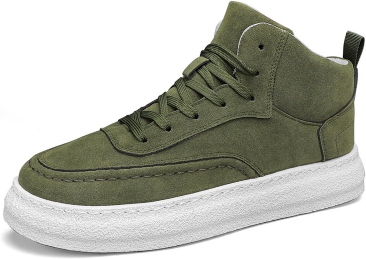 

Мужские высокие кроссовки с замшевым верхом, повседневная обувь, белая резиновая подошва, дышащая трикотажная подкладка, ретро-стиль, для повседневной носки (черный/зеленый/хаки) Kelibasi