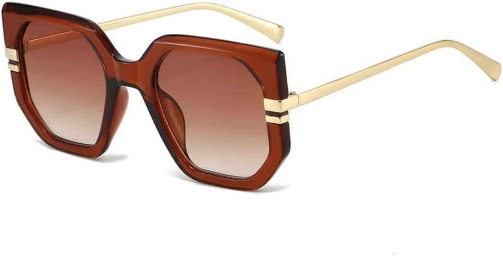 

Солнцезащитные очки Polygon для женщин, солнцезащитные очки UV400 в стиле ретро, ​​прозрачные линзы с градиентом Ocean, для мужчин, модный леопардовый принт VVTWSSW, Tea Tea