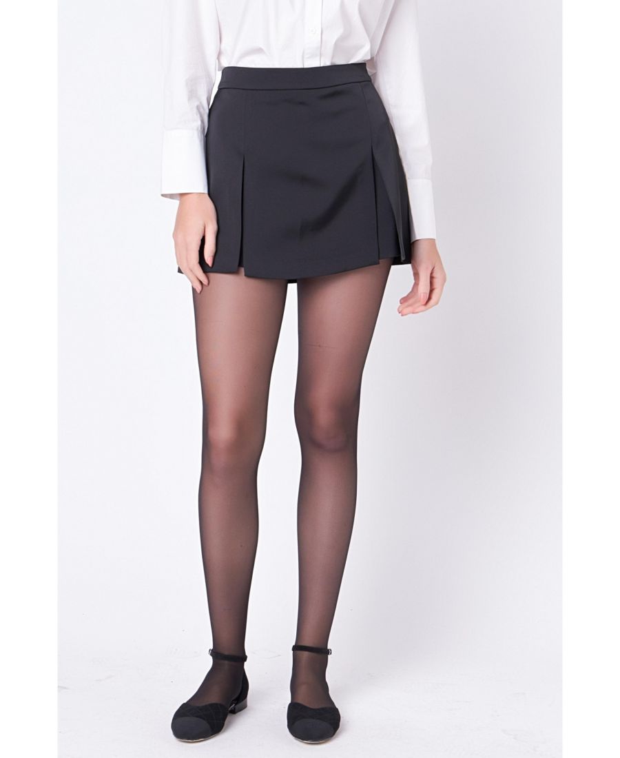 

Женская атласная юбка-шорты с одной складкой English Factory, Black