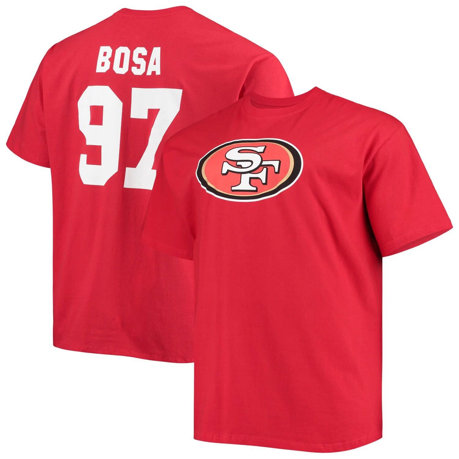 

Мужская футболка с именем и номером игрока Nick Bosa Scarlet San Francisco 49ers Big & Tall Fanatics