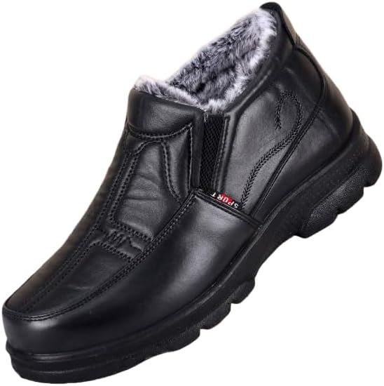 

Мужские зимние ботинки для снега с хлопковой подкладкой, на застежке слипоны, повседневные теплые кроссовки для прогулок и дома Hhhchpm, черный