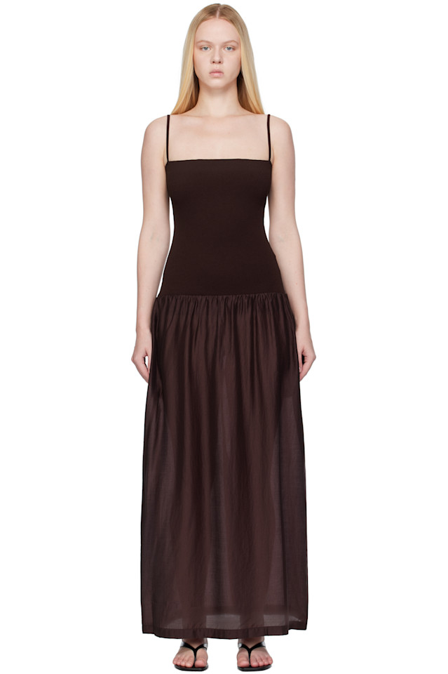 

Шелковое трикотажное макси-платье Amomento, цвет burgundy