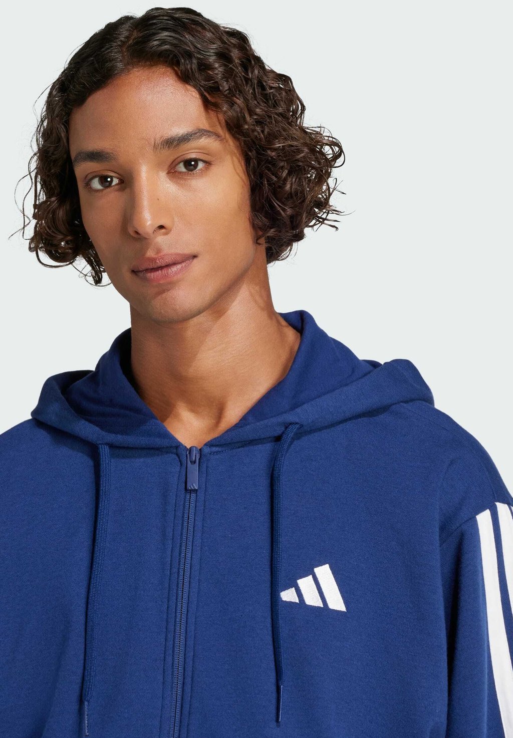 Толстовка на молнии ESSENTIALS 3-STRIPES FULL-ZIP Adidas Sportswear, синий — фото 3