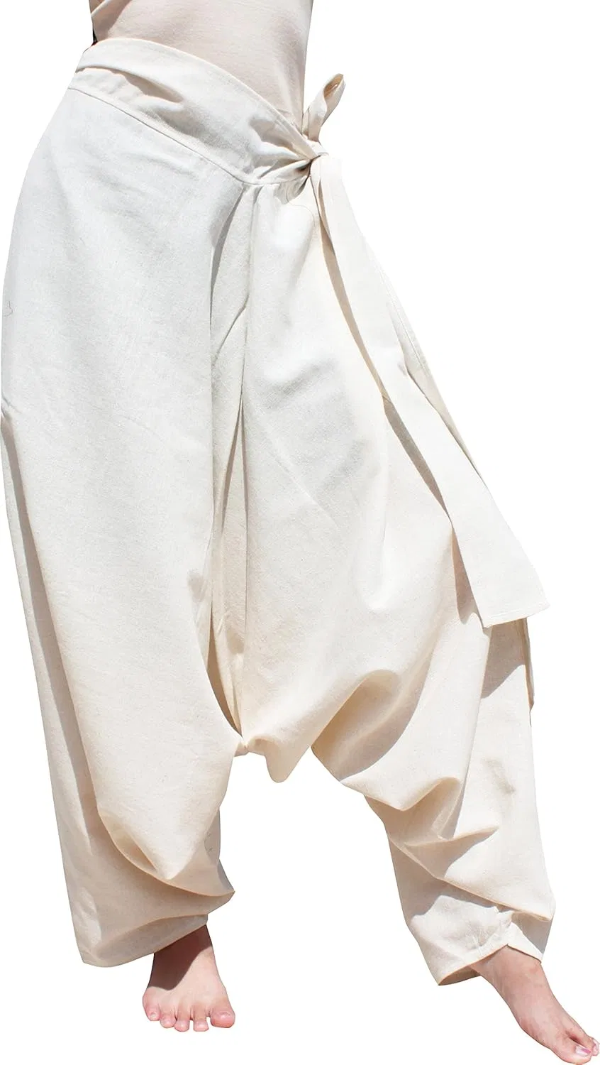 Брюки в стиле мао, хлопок, RaanPahMuang, Striped Cotton - Natural Cream