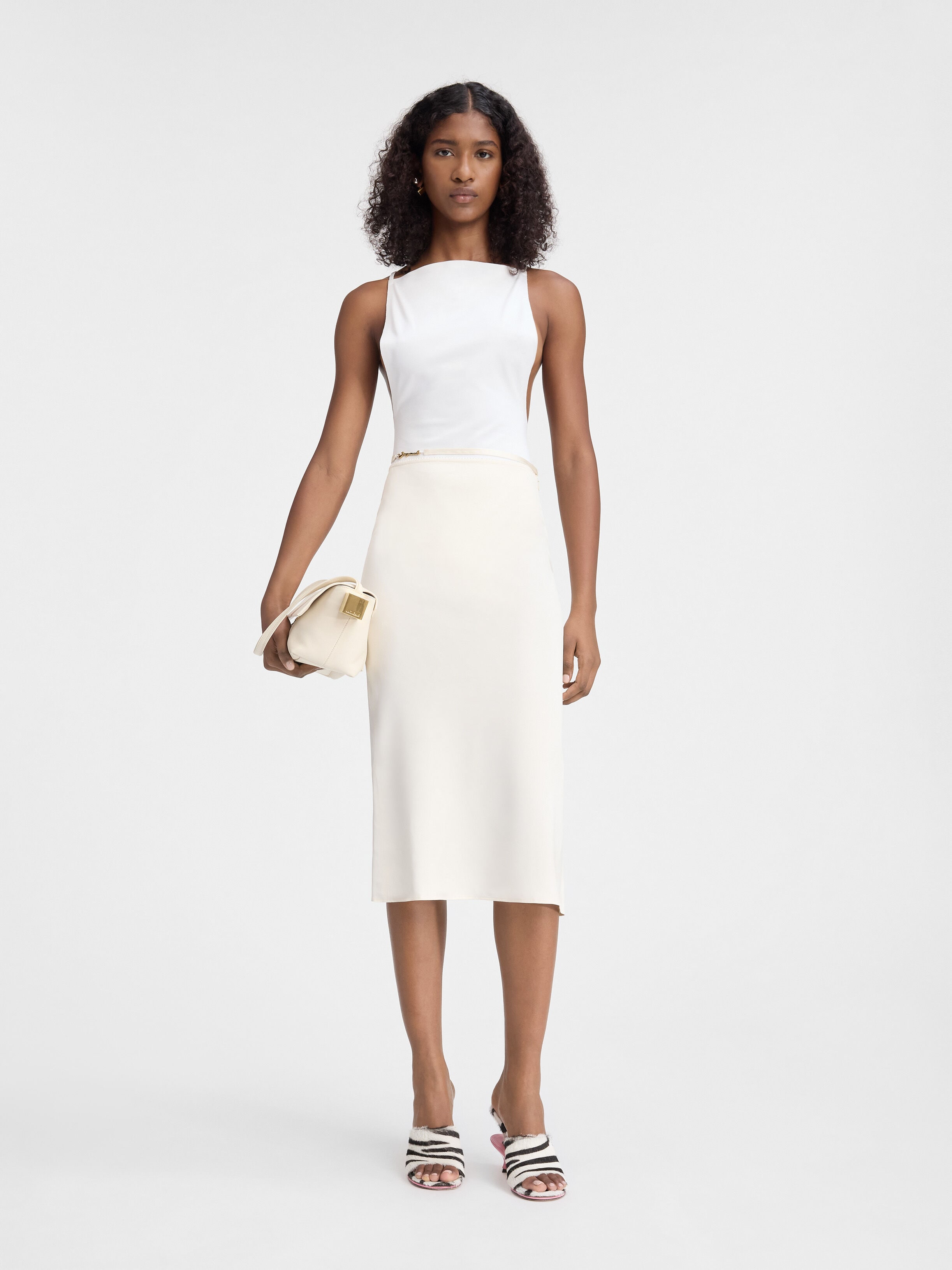 

Атласная юбка миди JACQUEMUS The Notte skirt, белый