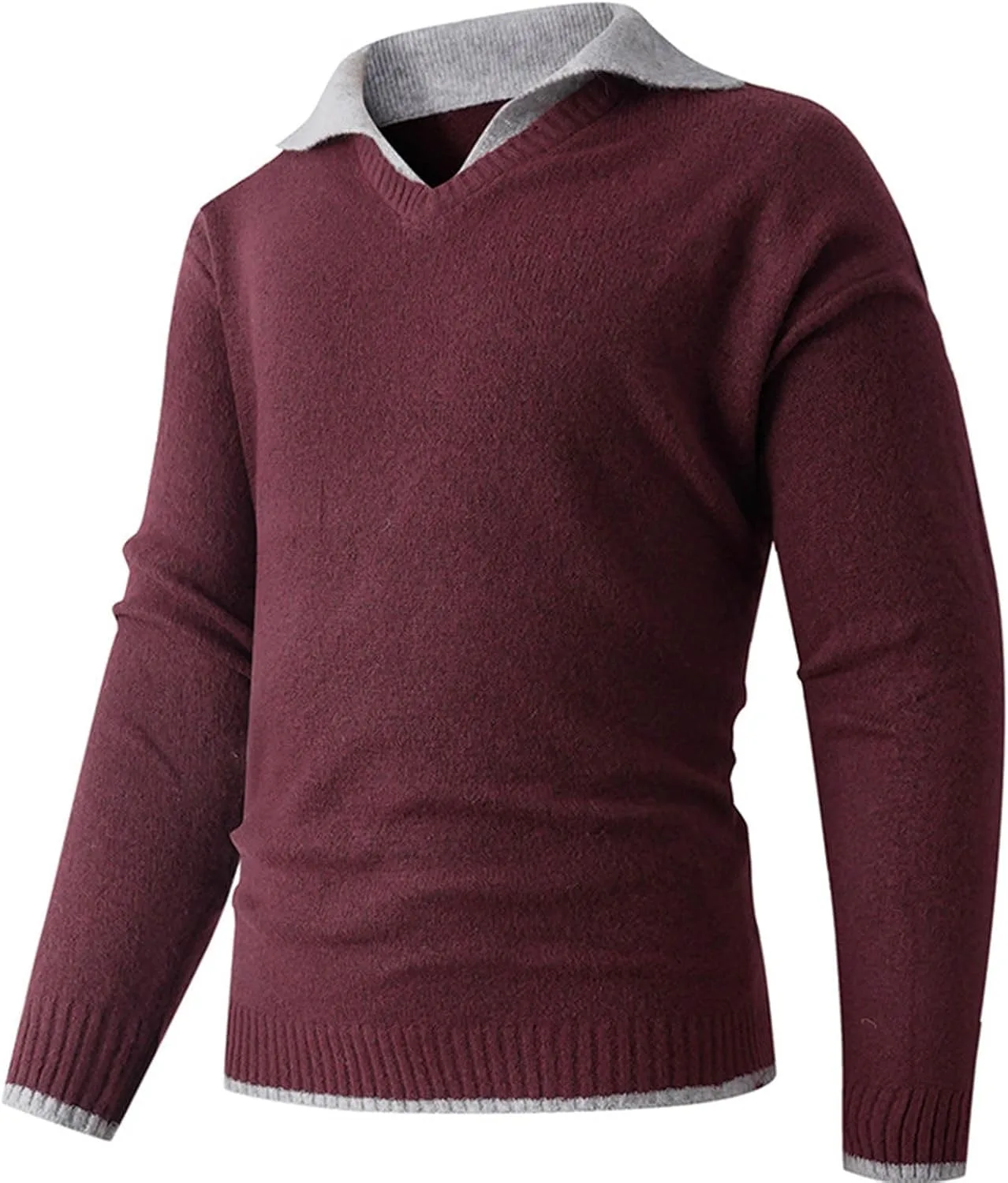 

Мужской вязаный свитер с лацканом в стиле пэчворк Cambkatl