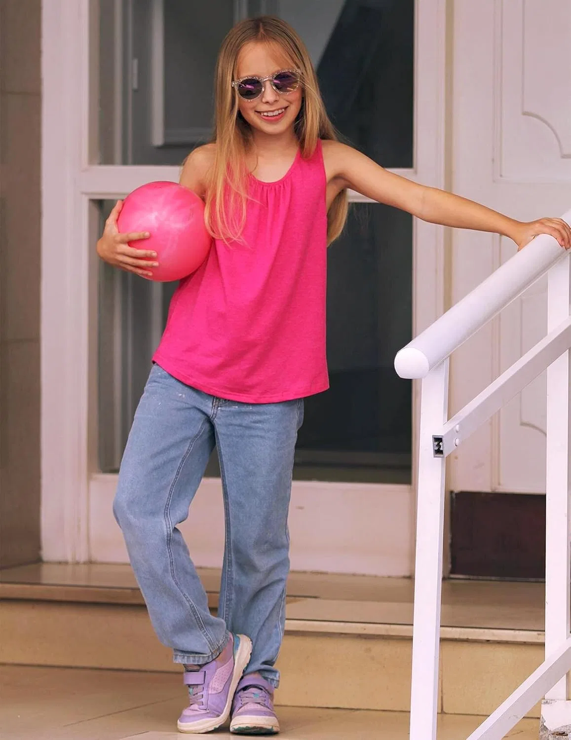Детская майка-борцовка Zaclotre для девочек, Rose Pink, 5-14 лет — фото 4