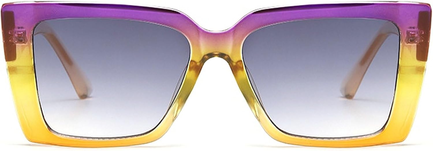 

Квадратные солнцезащитные очки большого размера для женщин, винтажные, с градиентным переходом цвета, зеленые, для активного отдыха, модный дизайн, панк-очки для мужчин mincl, Purple Yellow