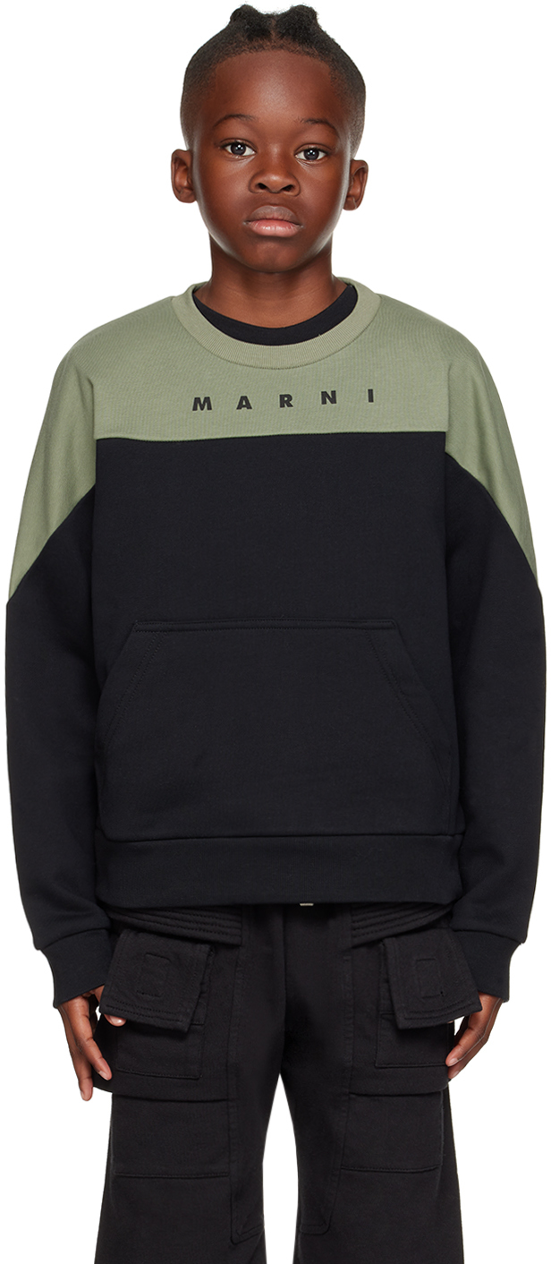

Детская черно-зеленая двухцветная толстовка Marni