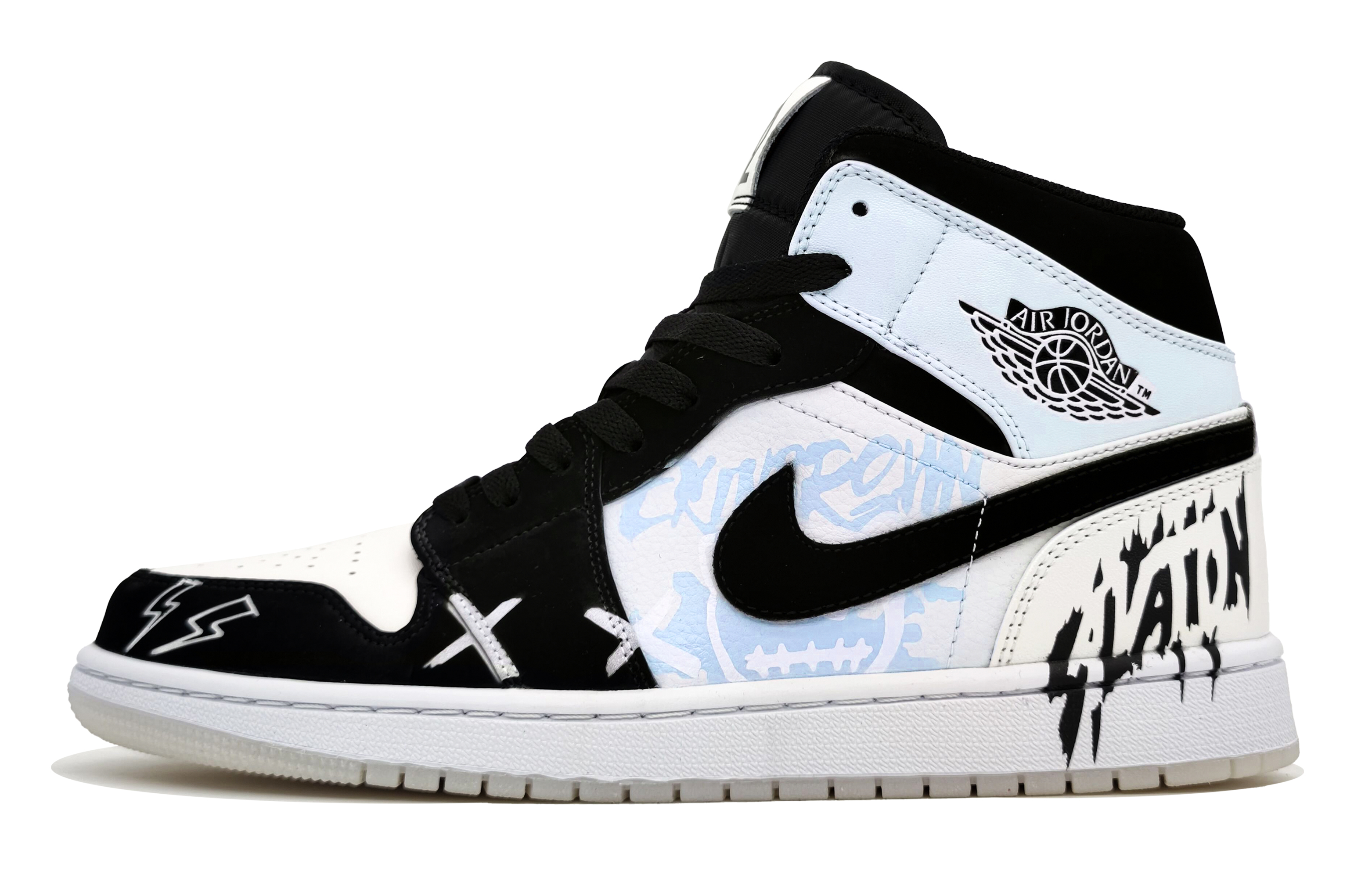 

Баскетбольные кроссовки Air 1 Mid SE Panda Mid Top для детей, цвет Ice Cool Blue, для подростков Jordan, синий